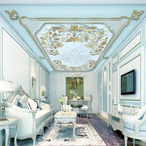 Carta da parati 3D autoadesiva in PVC per soffitti murale in rilievo in stile europeo rivestimento murale decorativo per soffitti di soggiorno e camera da letto