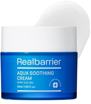 Real Barrier Aqua Soothing Cream 50ml, Kühlung Leichte Feuchtigkeitscreme, Hyaluronsäure Ceramide, Entspannungs Rötung Reizung Gesichtscreme, Empfindliche Haut, Gesichtspflege, Koreanische, MLE