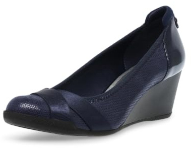 Anne Klein Women's Timeout Wedge Heel Pump, Navy, 11 M US