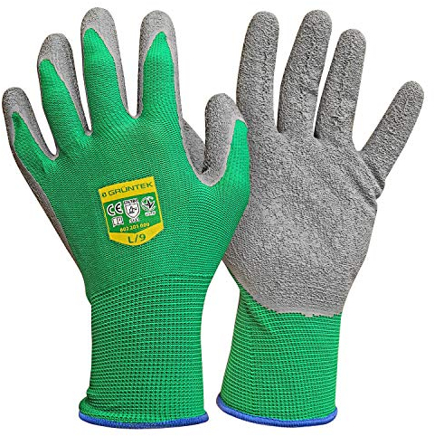 GRÜNTEK 5 Paar Gartenhandschuhe mit Latex-Beschichtung, Garten- und Bauhandschuhe, Arbeitshandschuhe geeignet für den privaten und gewerblichen Gebrauch (XL/10)