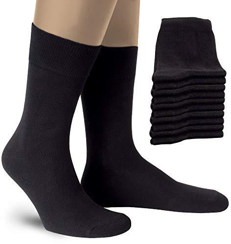 Calcetines hombres 47-50 - Calcetines negros algodón trabajo negocios - Calcetín clásico cómodo – Calcetines largos - Calcetines ejecutivos – Calcetines altos tallas XXL 47, 48, 49, 50 - Pack de 10