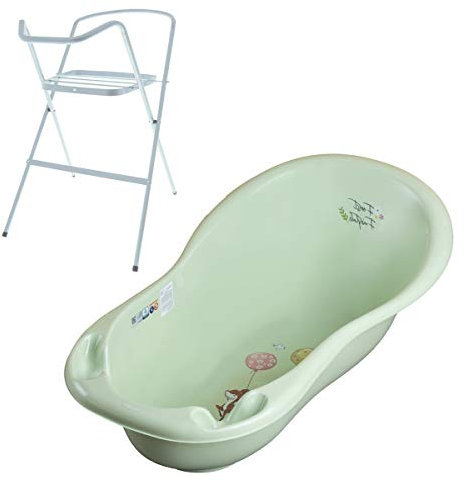 Baignoire bébé avec thermomètre Vert Forest 86 cm + pied