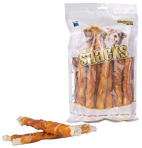 Magnum Pet Food – Carne di pollo, snack sano da masticare per cani, pollo di alta qualità avvolto su pelle bovina, rulli da masticare, bastoncini da masticare per cani, 500 g