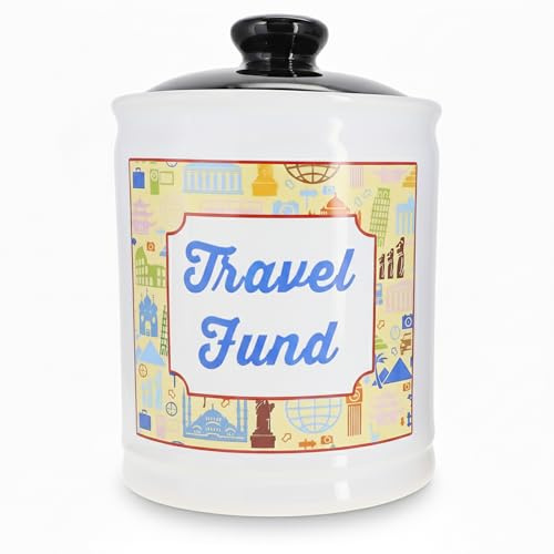 Cottage Creek Jars | Travel Piggy Bank - Ceramic Travel Essentials Money Jar for Women, Mom, Dad | Road Trip, Cruise, Beach, Vacation Accessories Savings Bank