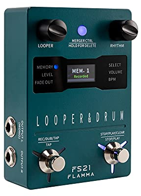 FLAMMA FS21 Stereo Gitarre Looper Pedal & Drum Machine 2in1 mit 160 Minuten Loop Aufnahmekapazität 100 Drum Grooves 10 Metronom Support Software Editing