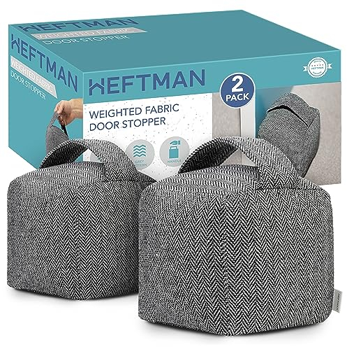 HEFTMAN Türstopper Sack 2er-Set - Türstopper Boden Sack mit Griff, Dekorativ Stoff Sandsack - Grau, 2 Stück