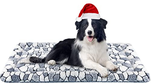 VANKEAN Élégant Tapis de Cage pour Chien réversible, Tapis de Couchage Doux pour Animal de Compagnie Convient pour Les Chiens et Chats de Petite et Grande Taille Lavable en Machine Motif Pierre Grise
