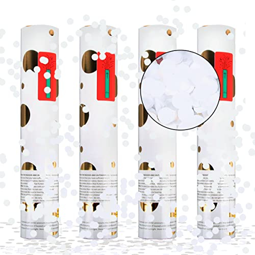 XiXiRan Tubi Coriandoli Bianco*4pcs, Cannone Sparacoriandoli per Matrimonio, Compleanno e Laurea