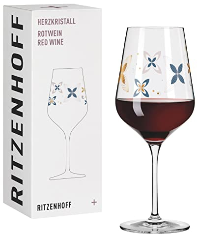 Ritzenhoff 3001009 Copa de vino tinto 500 ml - Serie Herzkristall No. 9 - Vaso con motivo floral en oro rosa - Made in Germany