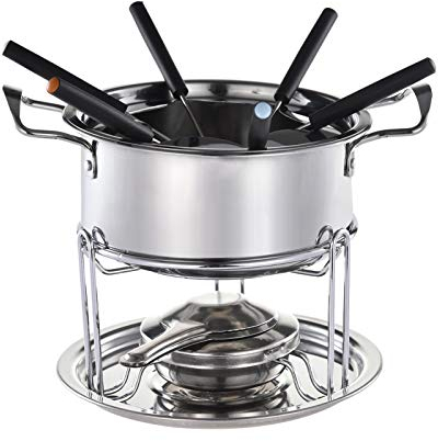 ulapithi Fondue Set Aus Edelstahl Fondue-Set 10-teilig, Fondueset Fondue Topf Sicherer Und Umweltfreundlicher Schmelztiegel, Backwerkzeuge Für Tischservice, Buffettisch Und Partytisch 7,08 Zoll