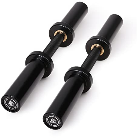 LIONSCOOL 16/20” Loadable Dumbbells Pairs in Commercial Grade, Heavy Duty Olympic Dumbbell Bar/Handle for Strength Training, Compatible with 2’’ Standard Plates (Overall Black, 20 INCH)