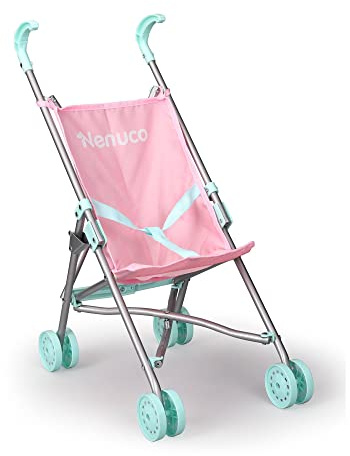 Nenuco - Sillita de Metal, Carrito de Paseo de Juguete de Color Rosa y Azul metálica, Plegable para Llevar a tu bebé Nenuco de Paseo y Jugar con los muñecos, a Partir de 3 años, Famosa (NFN31000)