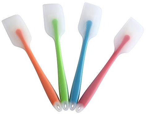 HiramWare Juego de 4 espátulas de silicona flexibles resistentes al calor 450F con núcleo de acero inoxidable, utensilios de cocina de grado alimenticio de buen agarre, sin costuras, resistentes, sin