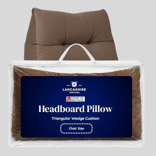 Lancashire Textiles Armchair Cushion - Premium Faux Suede Fabric with Super Bounce Hollowfibre - Made in Britain for Relaxing, Reading, TV, and Orthopaedic Support [Brown, 20 X 50 X 60 Cm]