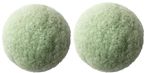 Natural Konjac Sponge - Pack of 2 - Green Tea - Gentle Face Washing and Cleansing - Skincare - Made in Japan