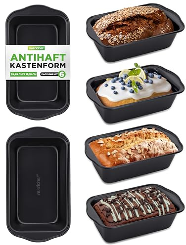 NutriChef Loaf Pans Set of 6 | Non-Stick Premium Bread Pans Quick & Even Heat Distribution | Oven Safe To 450 F | No PFOA, PFOS & PTFE | Food Grade Carbon Steel | 11.61 x 5.98 x 2.56 Inches (Black)