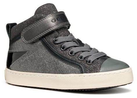 Geox J Kalispera Girl Sneaker, Graphite/Black, 35 EU, Negro Grafito, 35 EU
