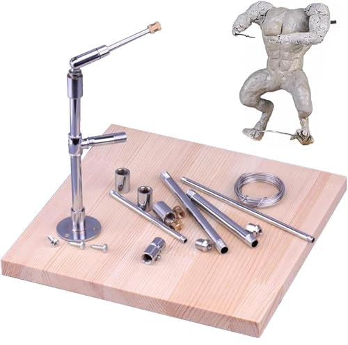 Clay Model Stand, Sculpture Scaffold with Wooden Base, DIY Metal Pipe Clay Tools for Sculpting Statue Craft Modeling, Height Adjustable, for Clay Sculpture, Prototype Production