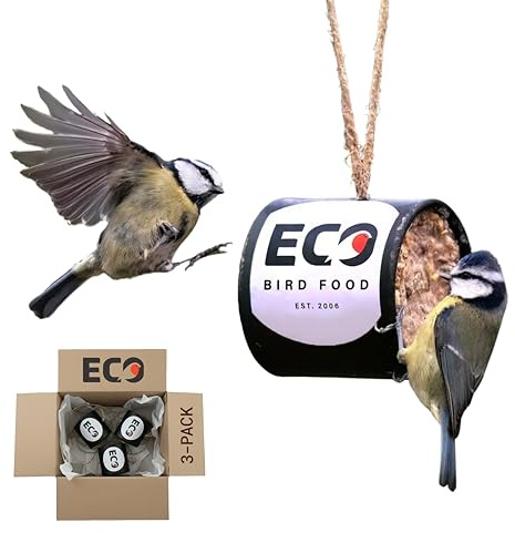 Eco Bird Food Seasonal Suet Tubes – 1kg Pack of 3 – Plastic-Free, Recyclable, Biodegradable Packaging – Mess-Free, High-Energy Wild Bird Feed – UK-Made with Seasonal Ingredients