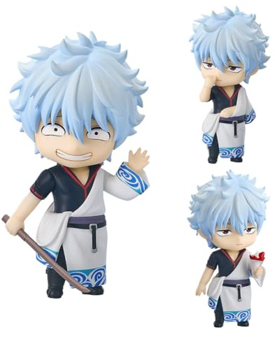 Sakata Gintoki Action Figure Movable Anime Figure Testa intercambiabile Statua 10 cm Carino Sakata Gintoki Figurine da collezione Decorazione Desktop
