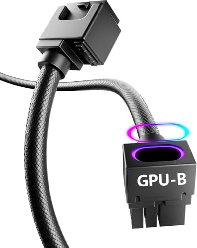 AsiaHorse Hydrus 8-Pin GPU Verlängerungskabel [TYP B - CLIP OBEN], PCIE-Stromkabel für Grafikkarte (NICHT FÜR CPU), 18AWG Sleeved, 5V ARGB Sync - Schwarz