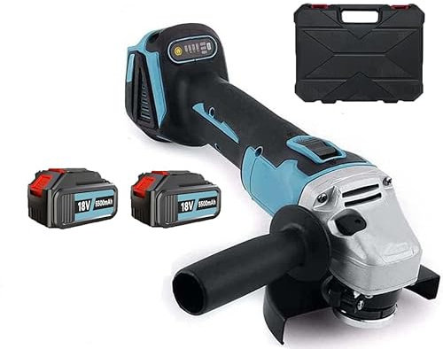 Smerigliatrice Angolare a Batteria 125mm, Compatibile con Makita, Smerigliatrice Angolare Senza Fili con 2 Batterie da 4500mAh, Motore Brushless 10.000 Giri/min, Dischi da Taglio, Ruote Lamellari