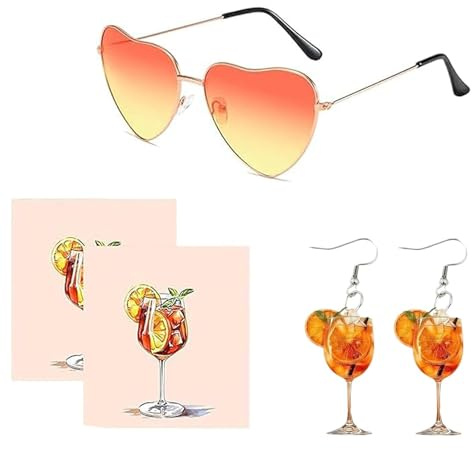 ZexJpr Aperol Geschenk, Aperol Spritz Geschenkset Mit 8 Teilen, Orange, Aperol Armband Und Ohrringe, Für Geburtstage Und Partys, Decorate Parties And Celebrate Holidays