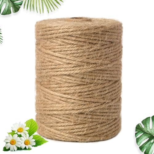 100m Spago in Juta Naturale per Orto Naturale, 3mm Cordino di Iuta Biodegradabile da Giardino, Spago di Iuta Corda Juta Sottile per Decorazioni su Rotolo, per Giardinaggio, Piante, Artigianato