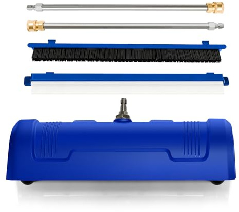 GALAXYER Pressure Washer Surface Cleaner, Metal Floor Washer Accessories for Driveways Sidewalks Patios with 2 Extension Pole Attachments, 1/4-inch Quick Coupler