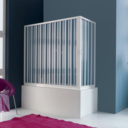 Siro - Box Doccia per Vasca ad Angolo L.170X70 cm ad Ante ripieghevoli in PVC Bianco