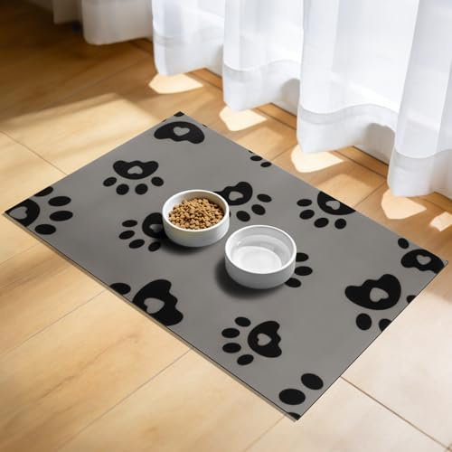 APXEL Tappetino Ciotola Cane Gatto, 40 * 60 cm Sottociotola per Cani Antiscivolo Terra Di Diatomee, Tappetini per Alimenti per Animali, Facile Da Pulire（Grigio chiaro）