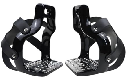 Almencla 2 Piezas Estribos para Montar Estribos de Aluminio Profesional Apoyo Antideslizante Suministros Ecuestres Accesorios de Entrenamiento Adecua, Negro