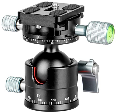 Koolehaoda Panorama Kugelkopf, Φ36 mm Kugeldurchmesser Doppel Panorama Stativkopf 360° drehbar mit 1/4 Schraube Schnellwechselplatte für Stativ, DSLR, Camcorder, Max. Belastung 15kg - E2H2