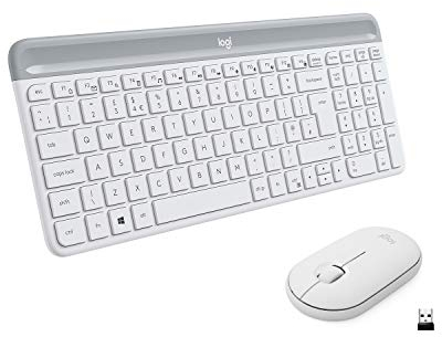 Logitech MK470 Combo Teclado y Ratón Inalámbrico para Windows, Disposición QWERTY Italiano - Blanco