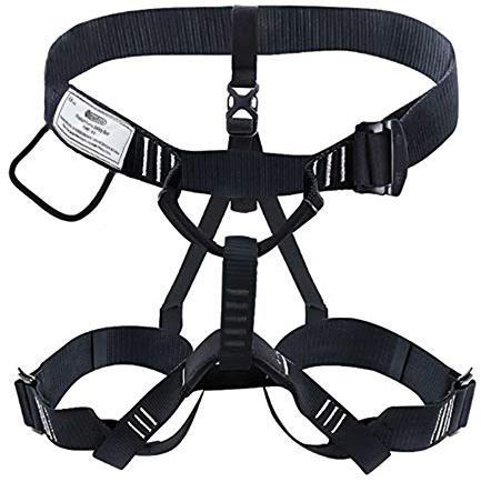 NewDoar Arnés de escalada de grosor, certificación CE, arnés de medio cuerpo más ancho para rapel de roca, rescate de incendios, equipo de escalada de árboles (negro 2)