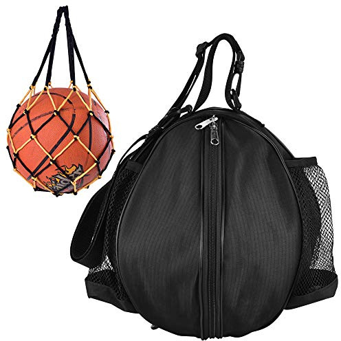 KLYNGTSK Sac pour Ballon avec Sac Filet de Basketballe Étanche Sac à Bandoulière de Basket-Ball Portable Sac de Transport pour Basket-Ball Fonctionnel pour Football Volley-Ball Bouilloire Serviette