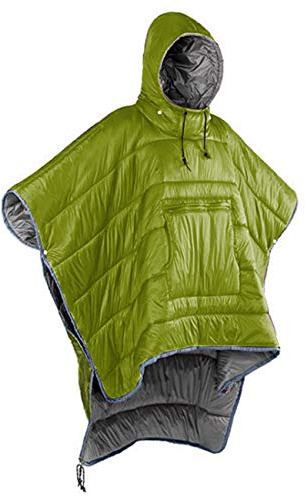 Gaorui Winter Poncho Coat Outdoor Camping Warmth Small Quilt Blanket Water-resisitant Sleeping Bag Cloak Cape with Hat for Adult Men Women (Green)