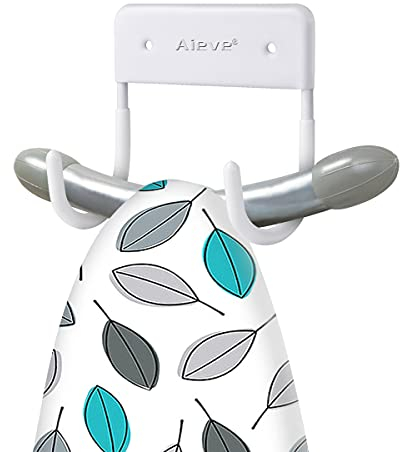 AIEVE Ironing Board Hanger Hook, Large & Small Ironing Board Storage Wall Mounted Holder Bracket for Wall (Matte White)