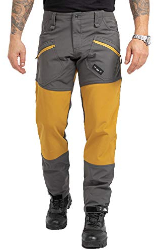 Rock Creek Herren Softshell Hose Cargohose Outdoorhose Wanderhose Herrenhose Wasserdicht Skihose Arbeitshose Winterhose Trekkinghose H-245 Dunkelgrau L