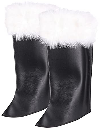 PAPSTAR NEU Stiefelstulpen mit Fell, schwarz-weiß, Einheitsgröße, Nikolausstiefel