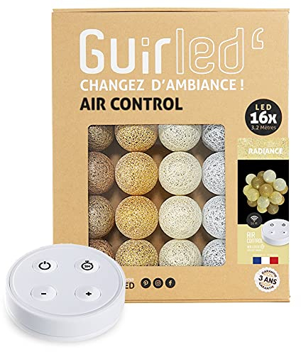 GuirLED - LED Baumwollkugeln Lichterkette USB - Drahtlose Fernbedienung - Baby Nachtlicht 2h - Dual USB 2A Netzteil enthalten - 4 Intensitäten – 16 Kugeln 1.6m - Radiance