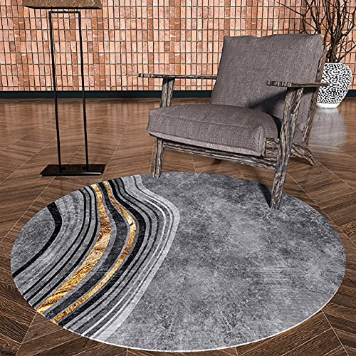 Graugold Modern Einfach Stil Teppich Runde Große Fläche Teppich für Schlafzimmer Eingang Nachttisch Waschbare Boden Dekor Matte - 80cm 100 cm 120 cm 140 cm 160 cm 200 cm ( Size : Durchmesser 80cm )