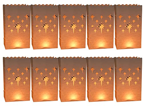 10 Stück Kerzentüten Papierlaternen Teelicht Kerze Taschen Resistent Kerzen Tüte LED Kerzen Lichttüten Candle Bags für Hochzeit Party Dekoration
