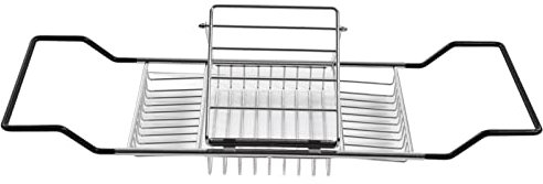 Vassoio per vasca da bagno Vassoio per vasca da bagno in acciaio inox Vassoio da bagno a scomparsa Supporto rimovibile per posizionare libri, bicchiere di vino, cellulare