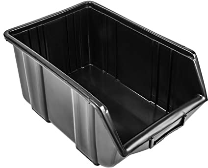 botle Lot de 10 boîtes de tri empilables pour atelier, atelier, boîtes de rangement empilables, boîte de rangement écologique, noir, 34,5 x 22,5 x 16,5 cm