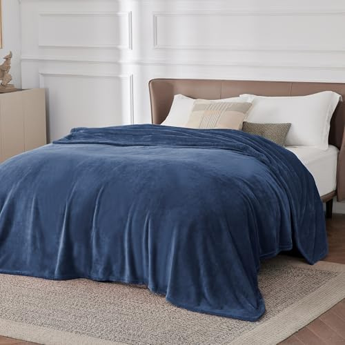 Bedsure Fleece Blanket King Size - Soft Cosy Fluffy Throw Blankets for Bed, Warm Large Throws for Audlts, Mineral Blue, 270x230 cm