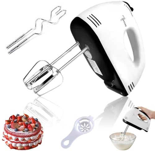 Sbattitore Elettrico - Frullatore 7 velocità frusta e Turbo Boost Frullino con 5 Accessori, Gancio per Impasto in Acciaio Inox per Cuocere Torte da Cucina, pasta, Batters, comodo da tenere