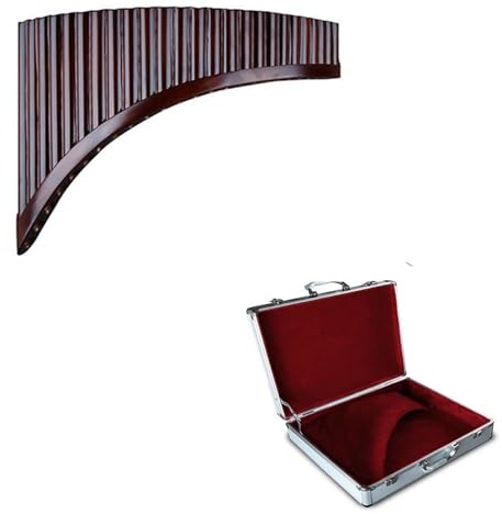 panflöte für anfänger Gehobene Handgefertigte Panflöte 25 Pfeifen G-Tonart Braunes Instrument Wind-Panflöte (Color : Right add box)