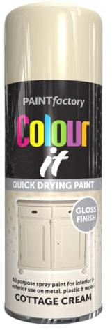 AlezyB - 12 x Cottage Cream 400ml All Purpose Spray Paint | Use on Metal, Wood, Plastic and Multipurpose Aerosol Professional Quality Perfect Finish, for Interior Exterior and Excellent Coverage