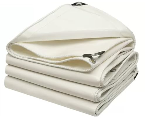 Heavy Duty White Waterproof Tarpaulin with Eyelets for Camping Shed Roof Cover – Ground Sheet for Outdoor Protection, 12x16 ft